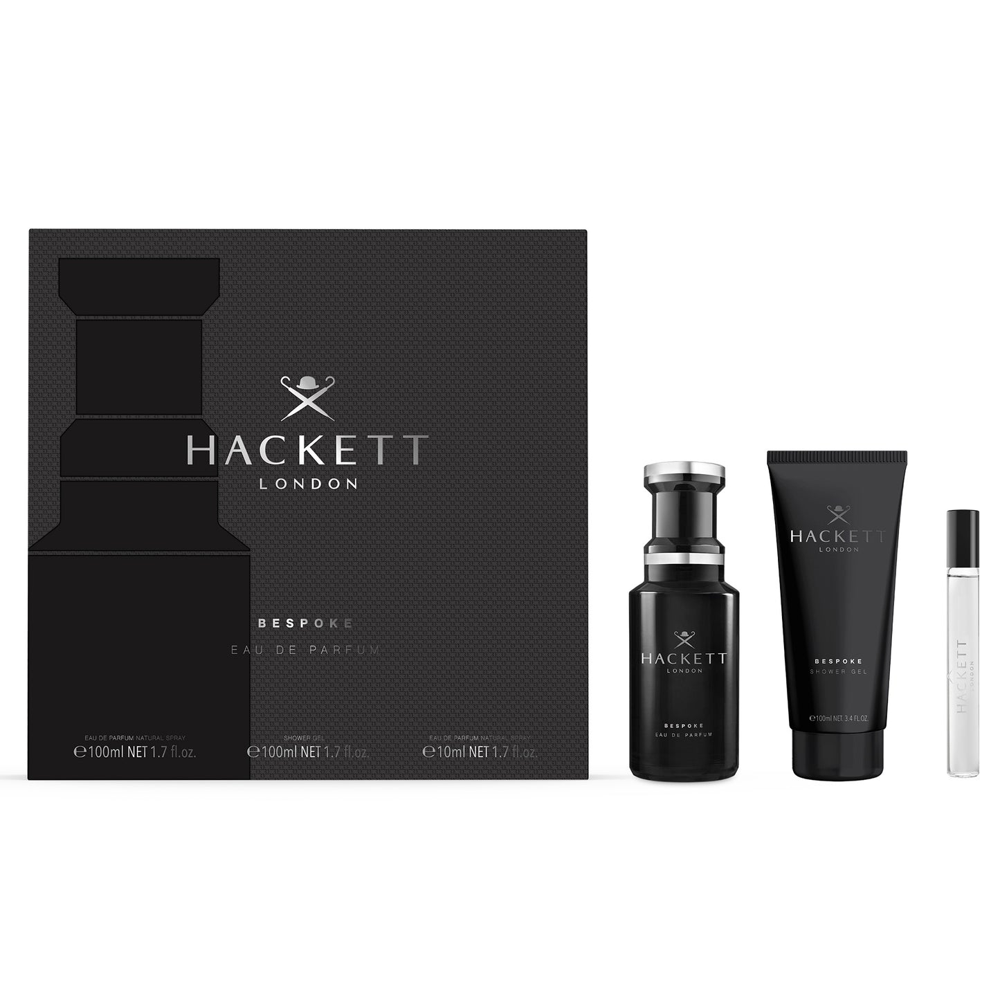 Hackett Bespoke Geschenkset Eau de Parfum 100ml + Shower Gel 100ml + Travel Spray 10ml