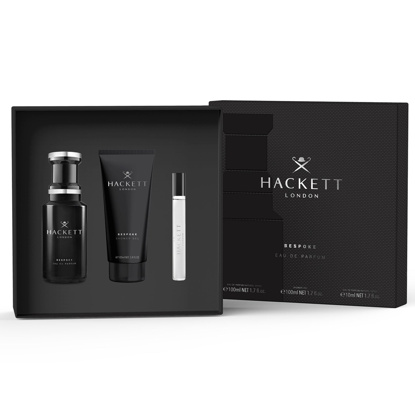 Hackett Bespoke Geschenkset Eau de Parfum 100ml + Shower Gel 100ml + Travel Spray 10ml