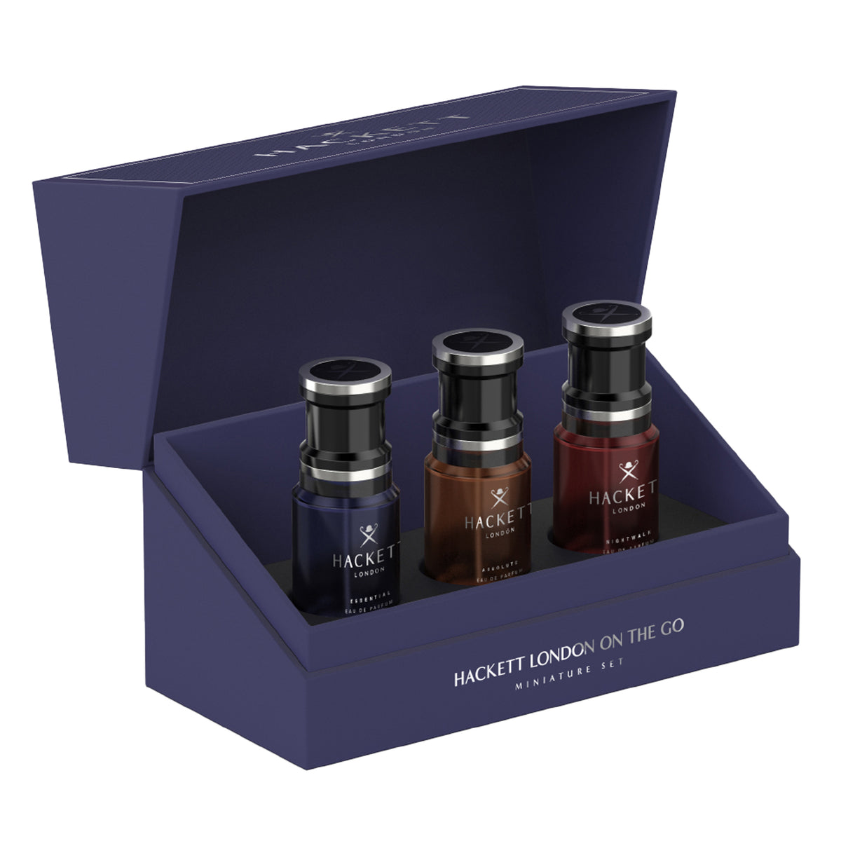 Hackett Miniature Eau de Parfum Geschenkset On the Go - Essential 20ml + Absolute 20ml + Nightwalk 20ml