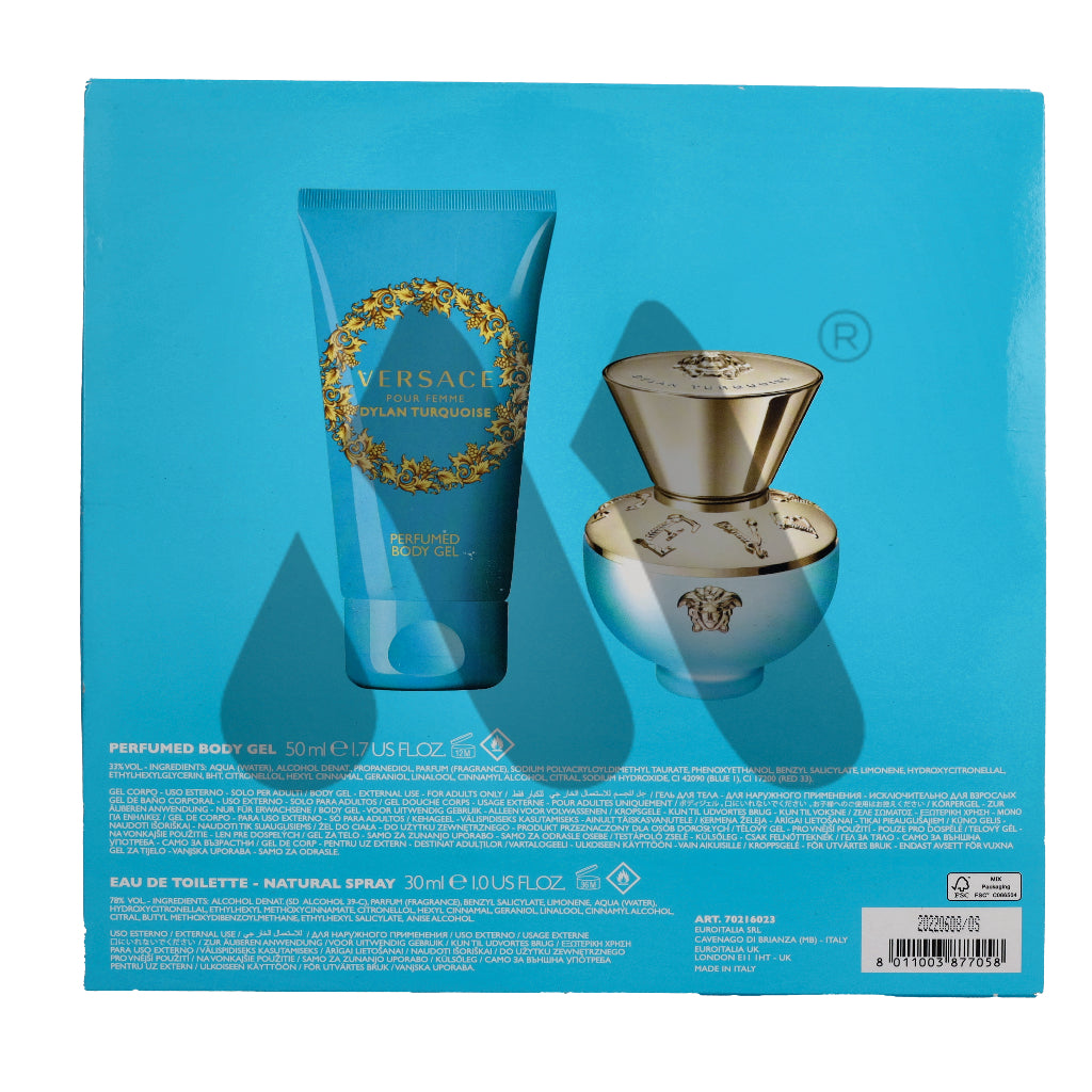 Versace Pour Femme Dylan Turquoise Geschenkset Eau de Toilette 30ml + Body Gel 50ml